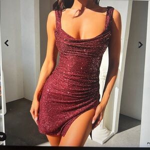 Glamorous Sequin Burgundy Tank Top